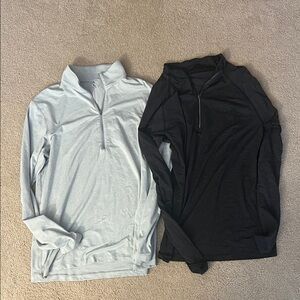 lululemon athletica Light Gray and Black Men's Quarter-Zip Tops